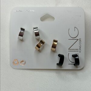 Icing Mixed Metal and Black Earrings Set